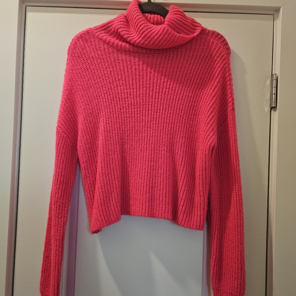 SO Neon Pink Turtleneck Sweater